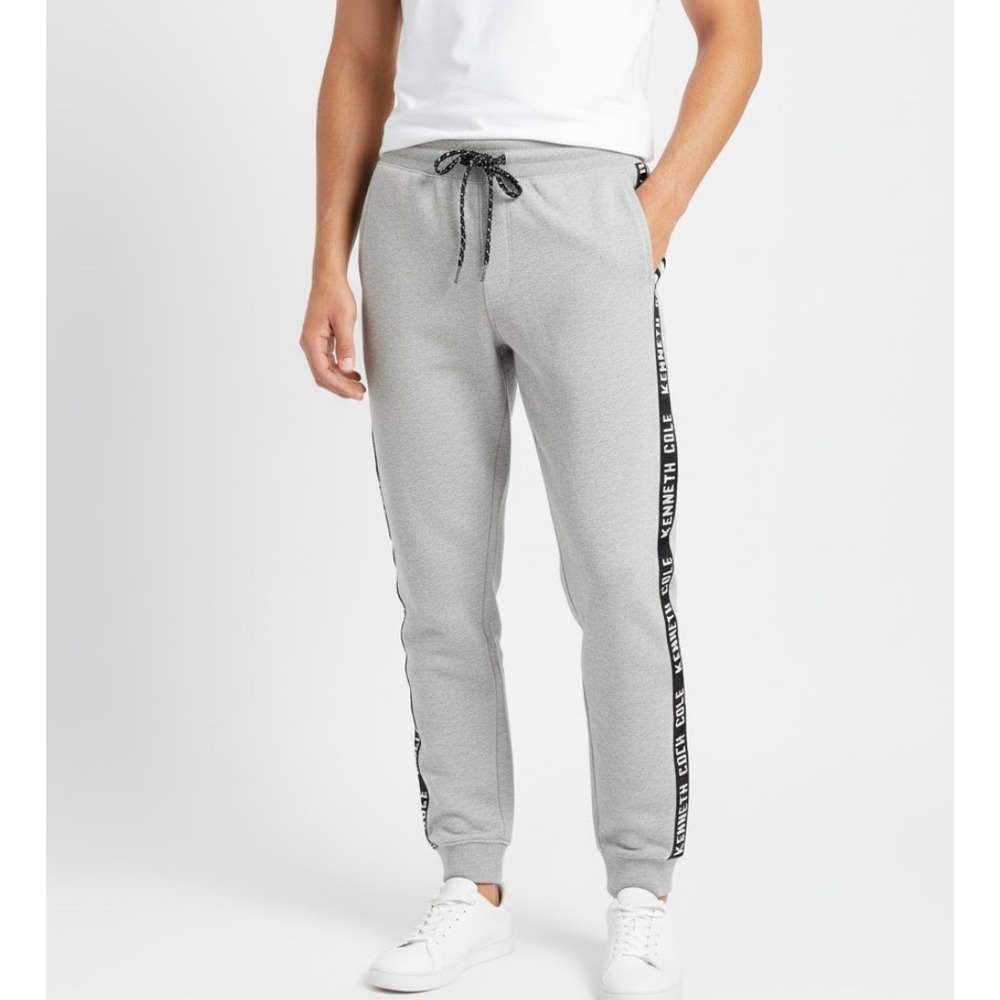 Kenneth Cole New York Men's 2X‎ Sweatpants Logo Tape Gray Athletic Drawstring